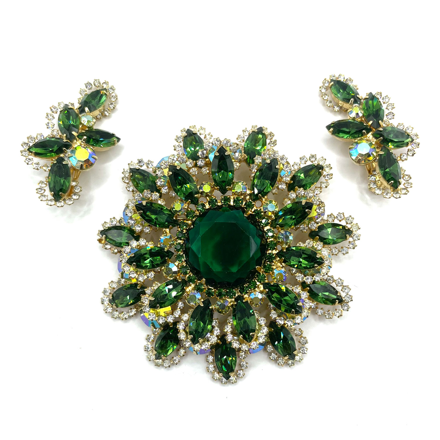 1960s Juliana rhinestone brooch and earring set