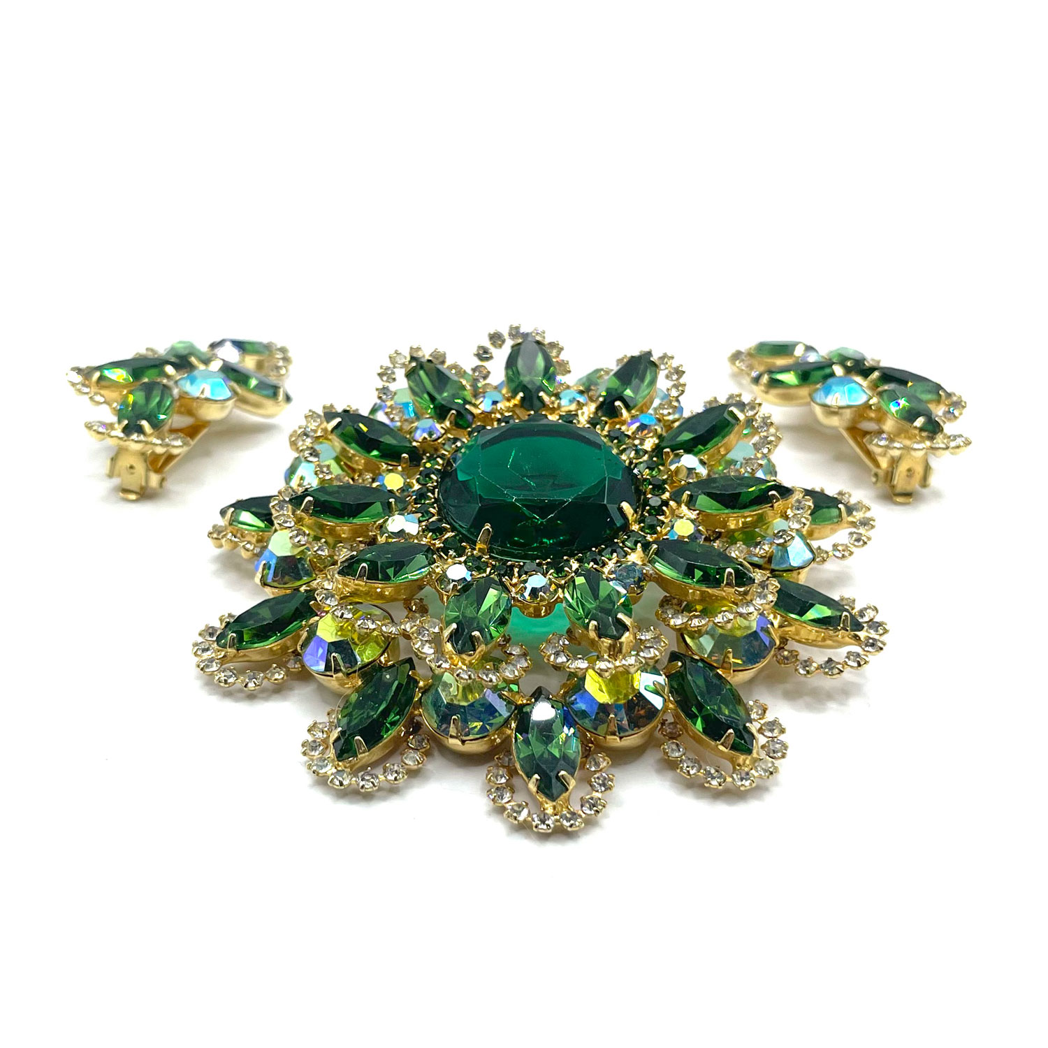 1960s Juliana rhinestone brooch and earring set