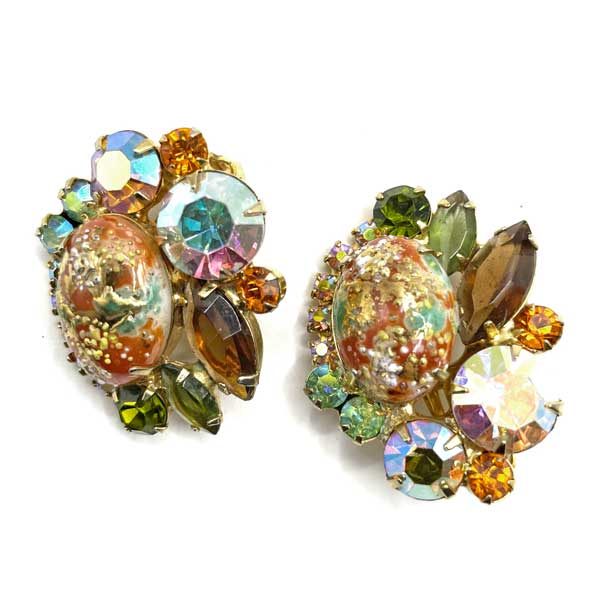 1960s Juliana rhinestone brooch and earring set