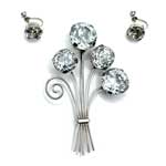 Sterling silver brooch and earring set