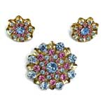Rhinestone snowflake brooch and earring set