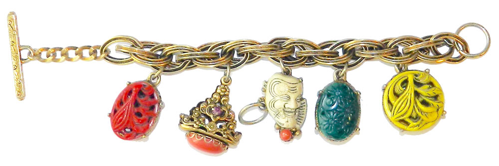 1950s Noh mask charm bracelet