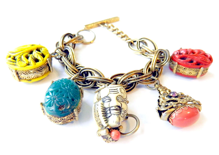 1950s Noh mask charm bracelet