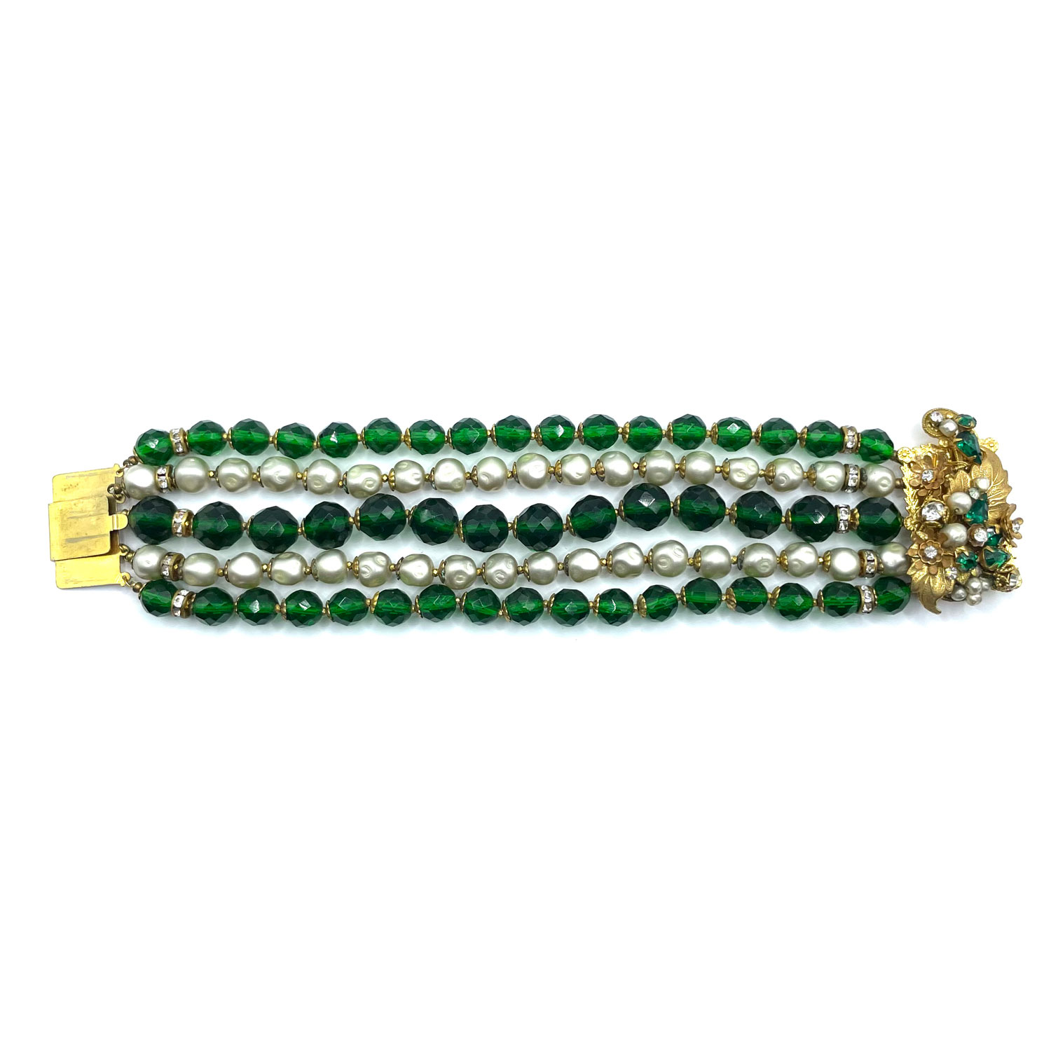 1950s DeMario beaded rhinestone bracelet