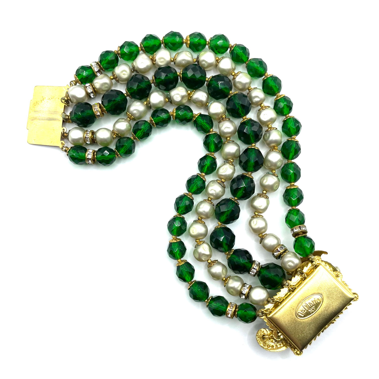 1950s DeMario beaded rhinestone bracelet
