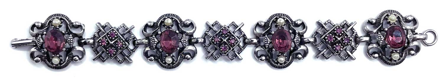 1950s purple rhinestone bracelet