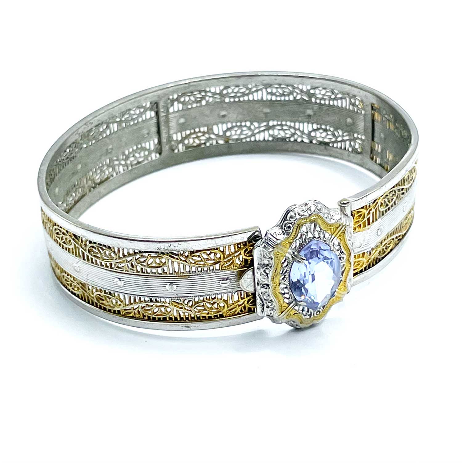 1930s JJ White Art Deco filigree bangle bracelet