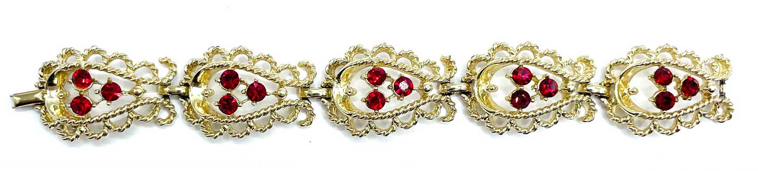 1950s red rhinestone bracelet