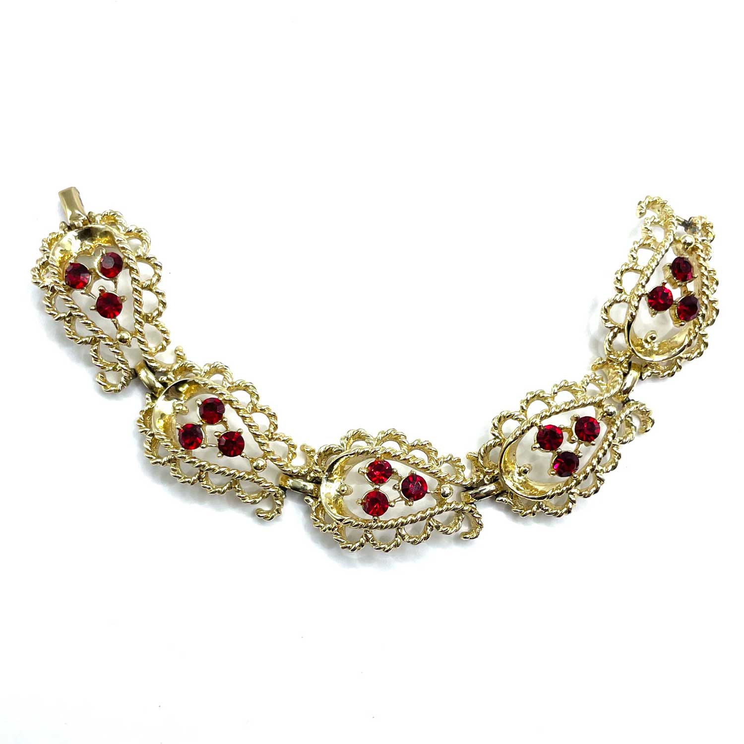 1950s red rhinestone bracelet