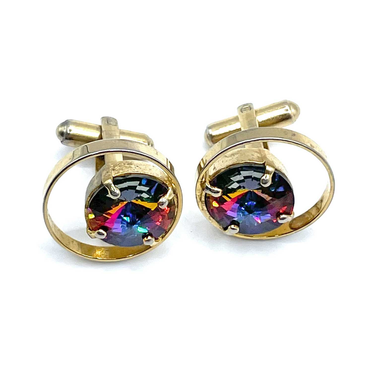 1960s rivoli rhinestone cufflinks