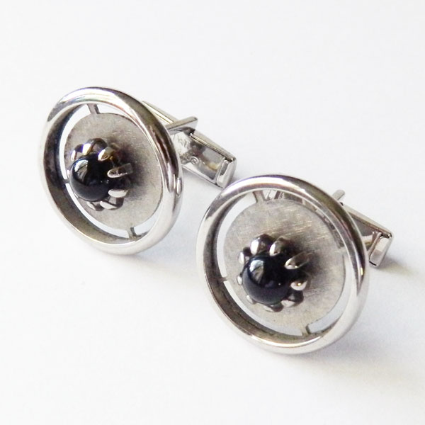 Silver and black cuff links