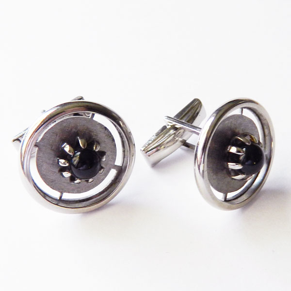 Silver and black cuff links