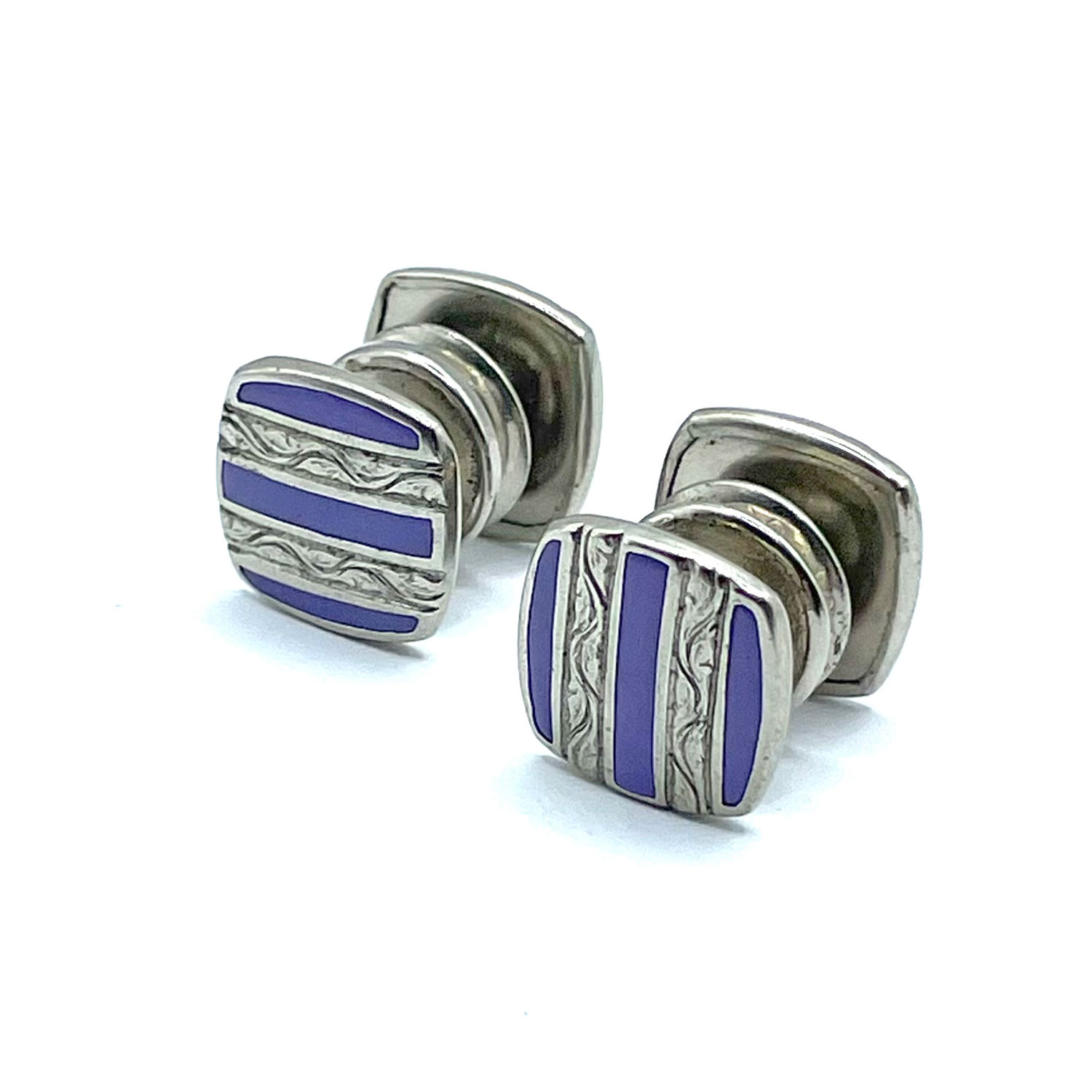 Enameled 1920s Art Deco snap cufflinks