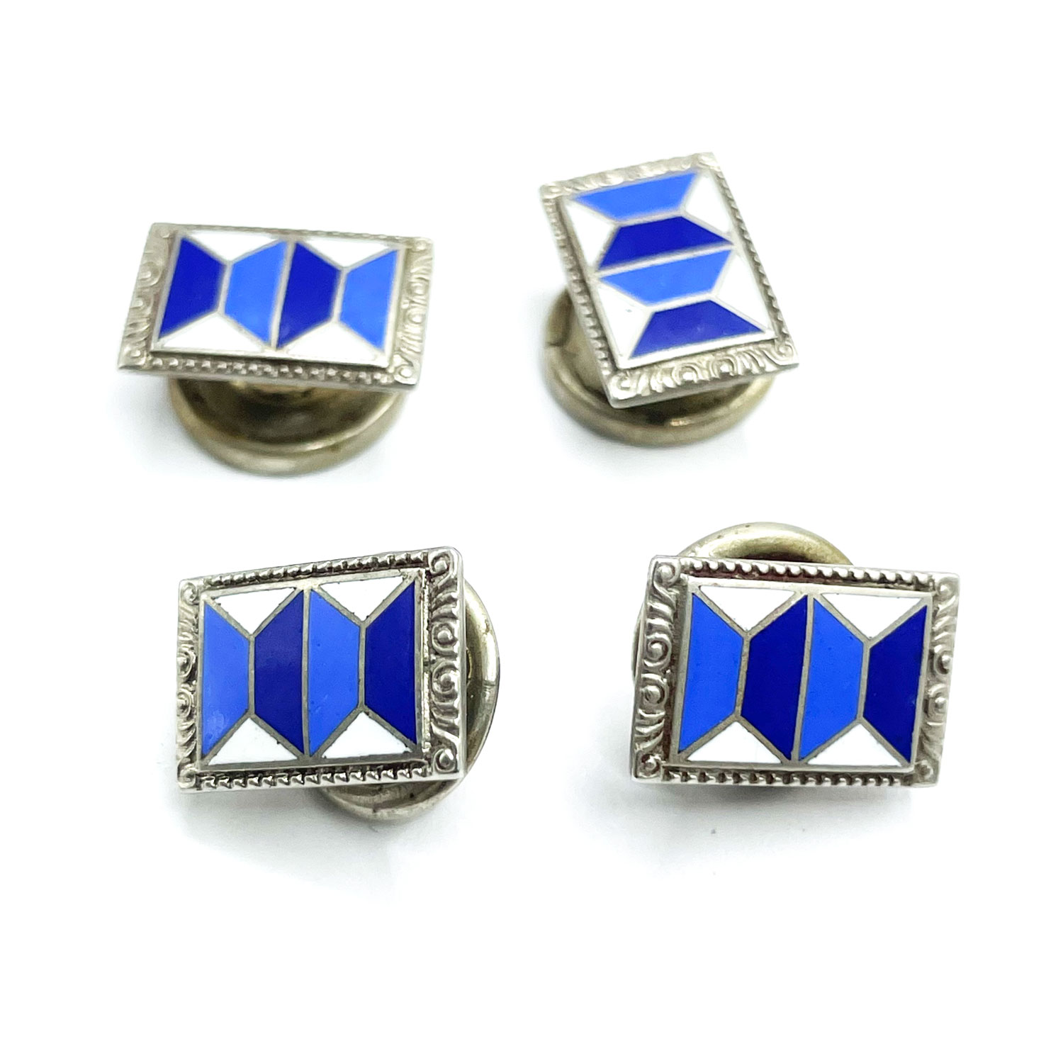 1920s enameled rectangular snap cufflinks