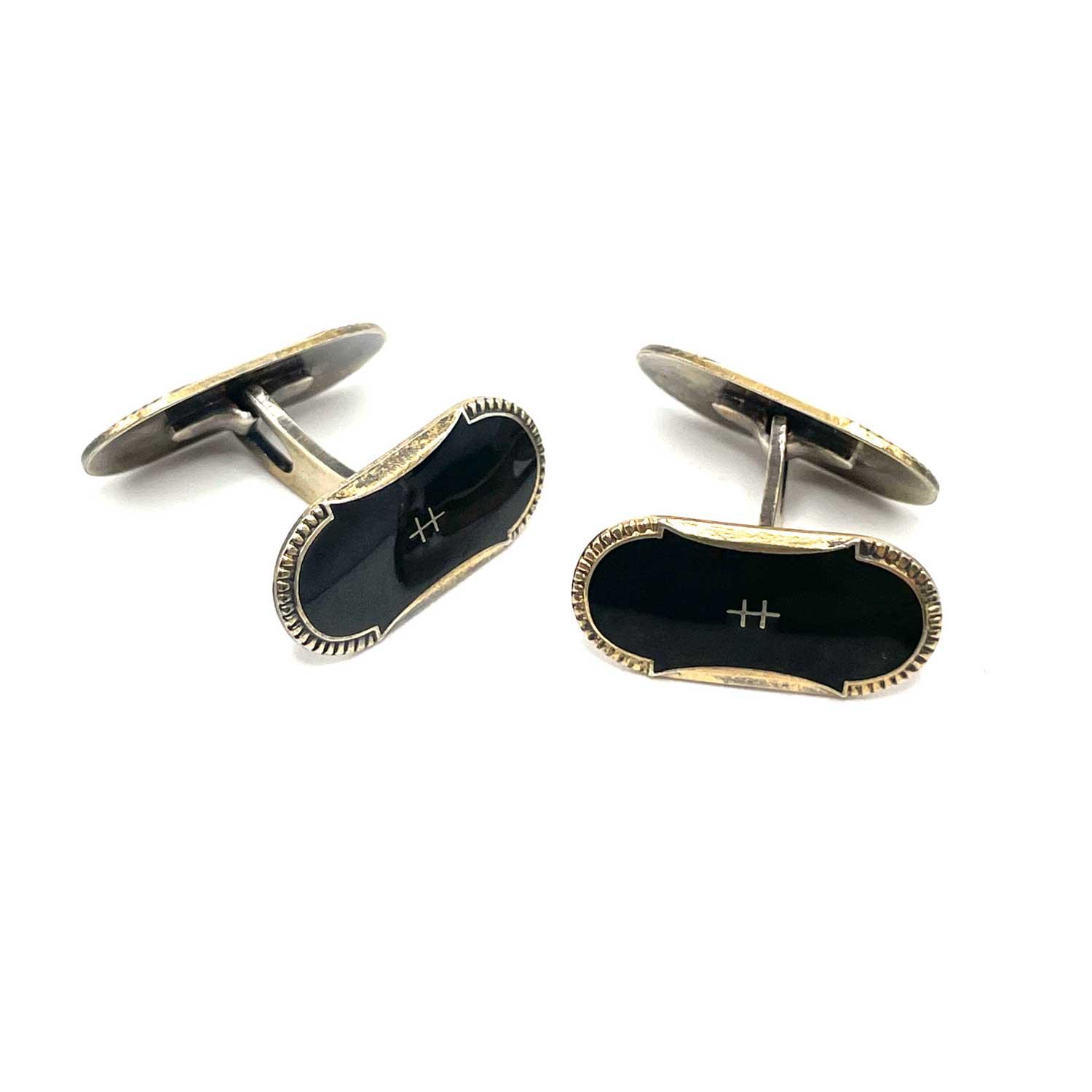 Enameled Norwegian Hjortdahl sterling silver cufflinks