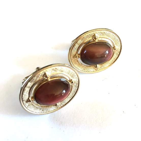 vintage tigers eye cuff links
