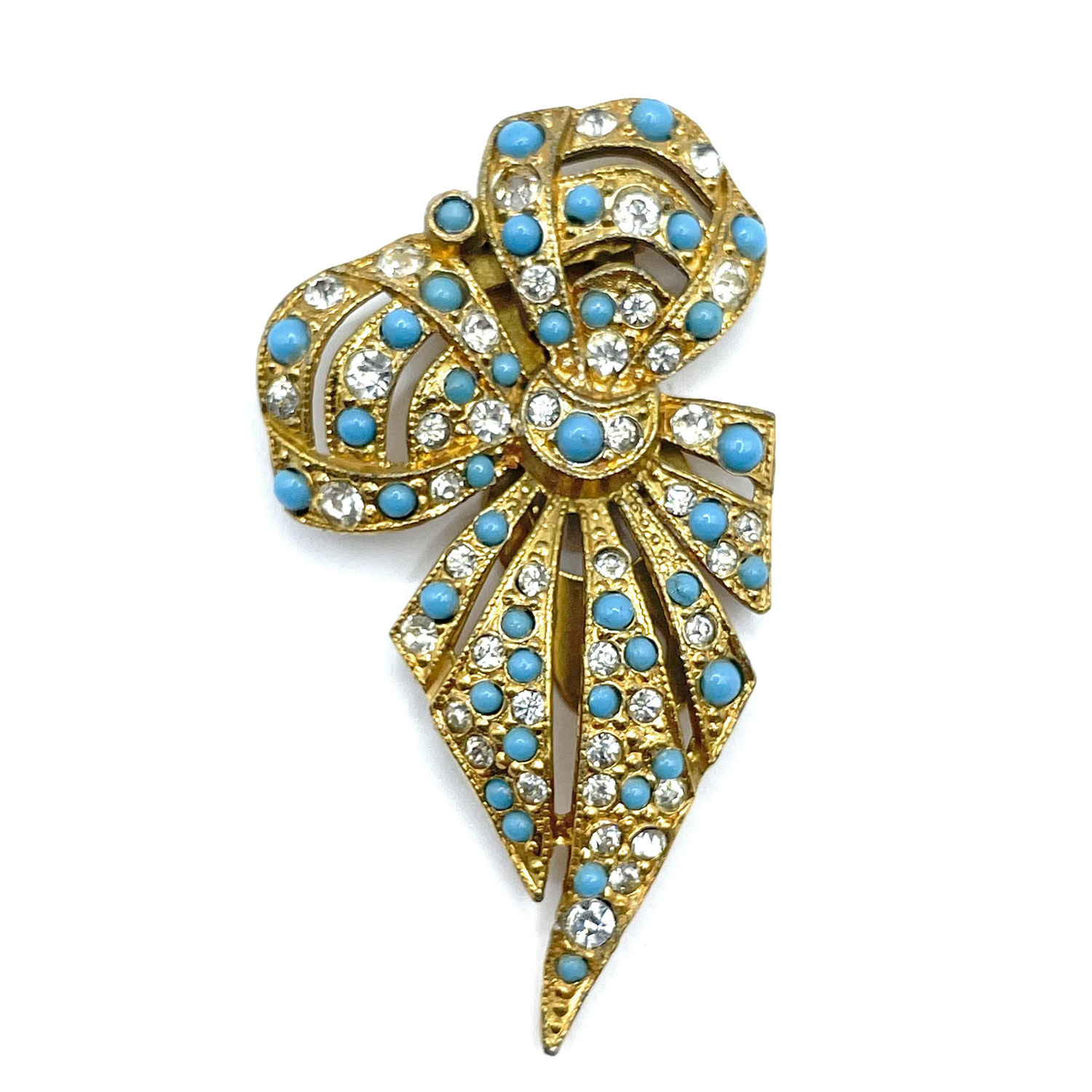 Art Deco rhinestone bow clip