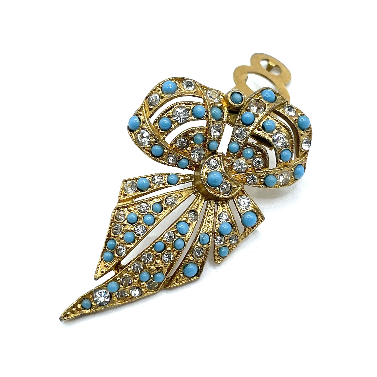 Art Deco rhinestone bow clip