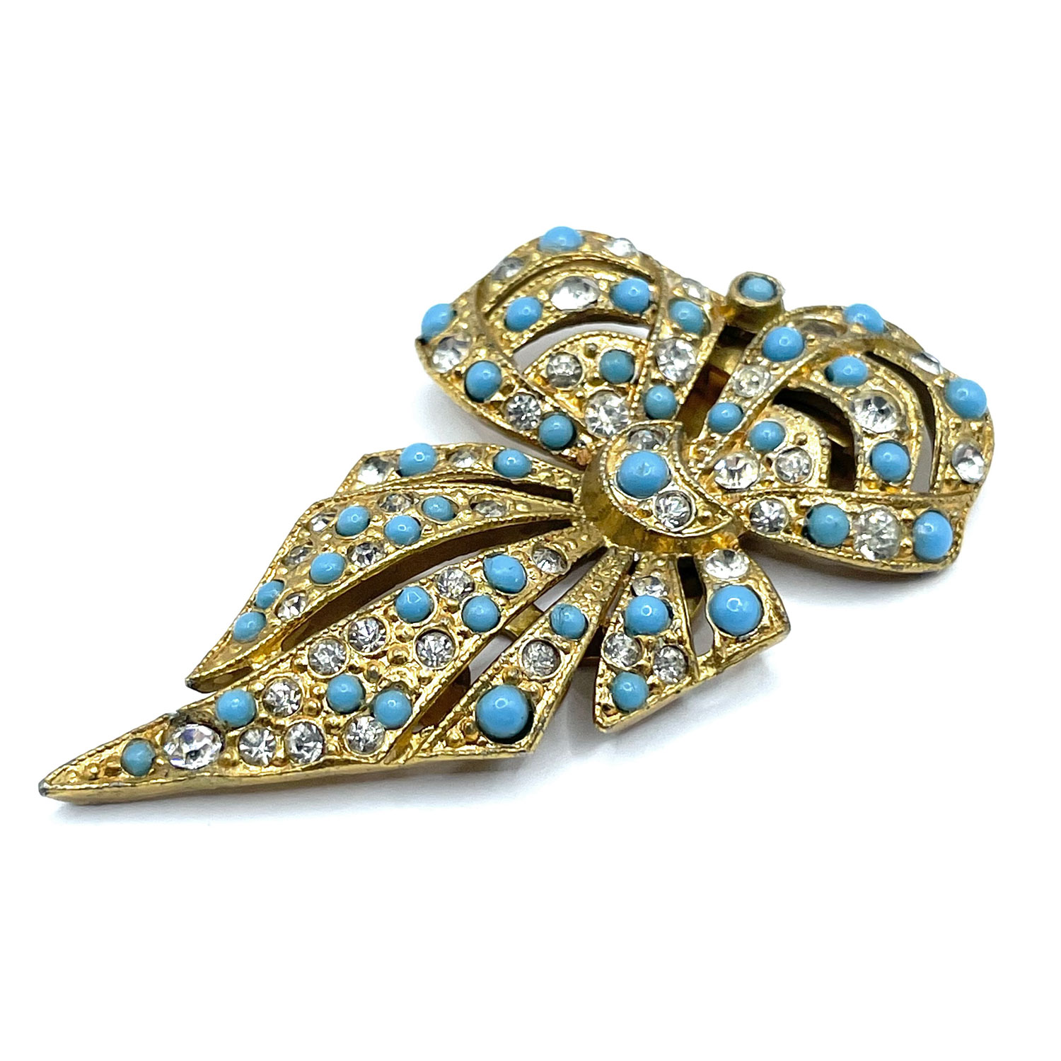 Art Deco rhinestone bow clip