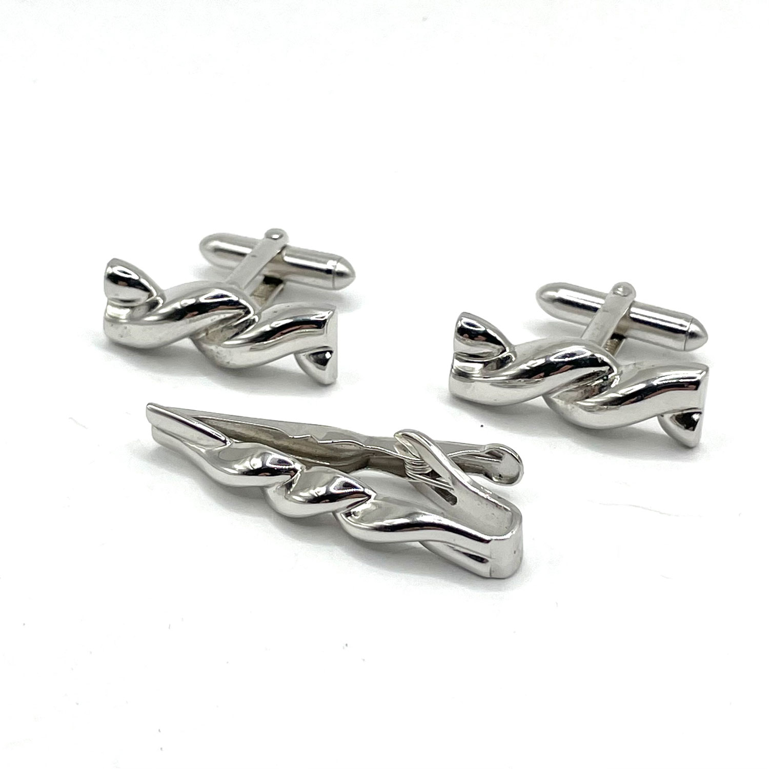 1950s Swank cufflink and tie clip set