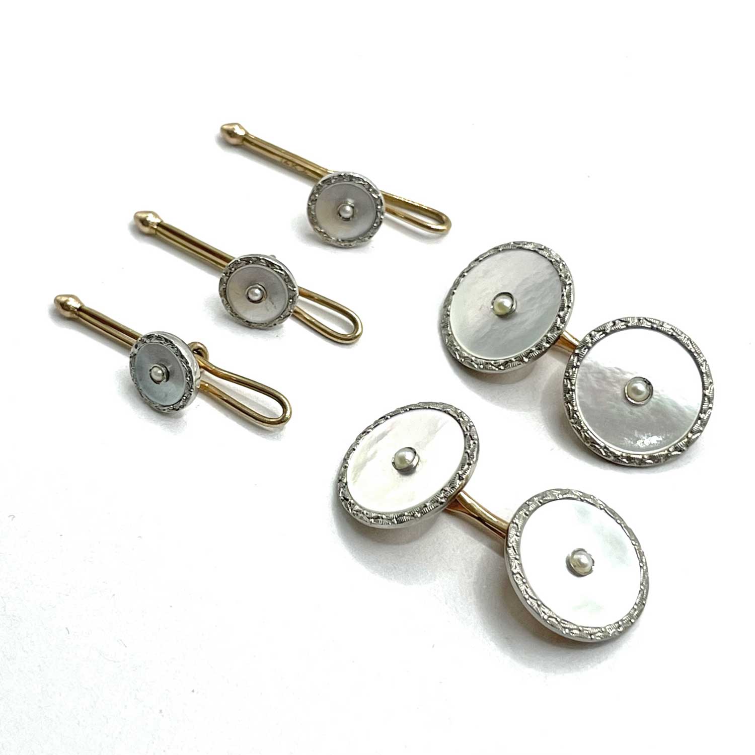1920s cufflink and tuxedo shirt stud set