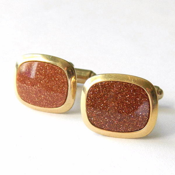 Goldstone cufflink and tie clip set