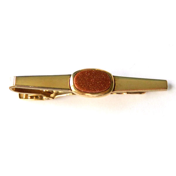 Goldstone cufflink and tie clip set