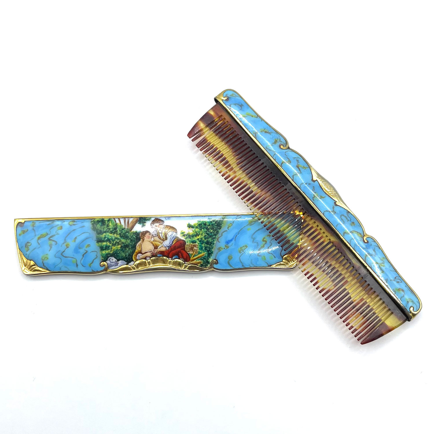 Antique enameled Italian comb