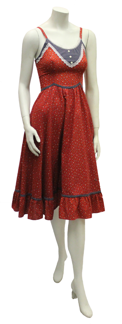 vintage 1970's red Gunne Sax summer dress