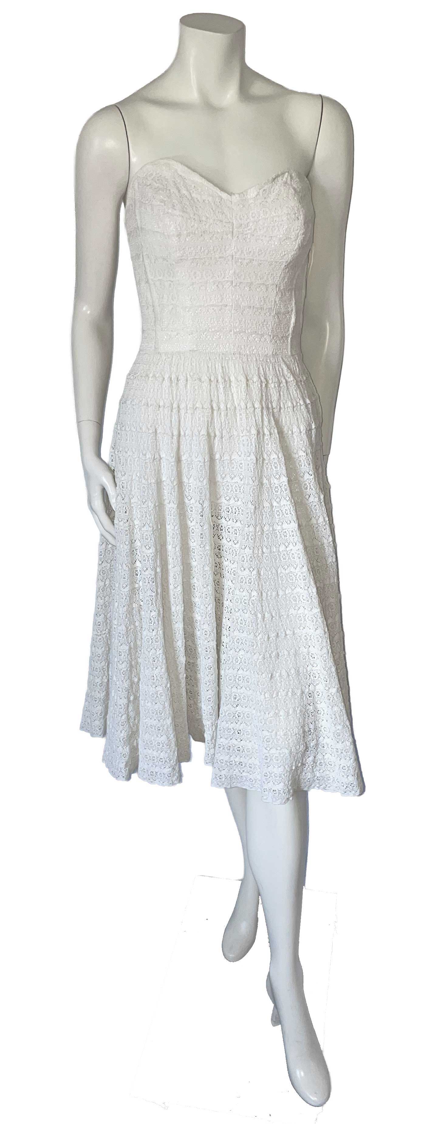 1950s white lace party dress