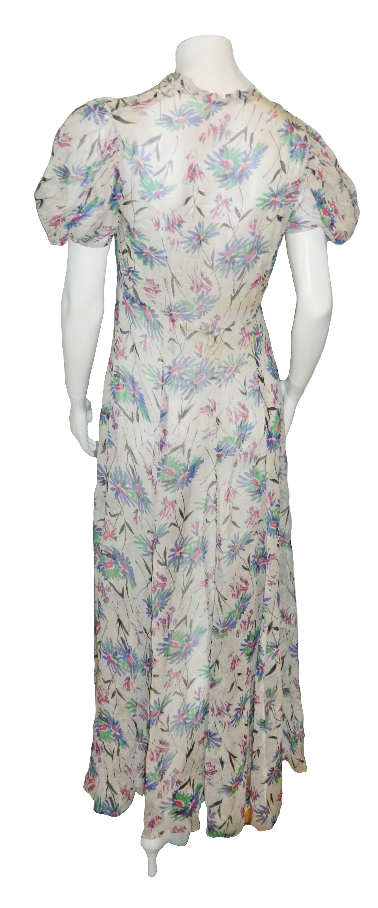 1930s silk chiffon floral dress