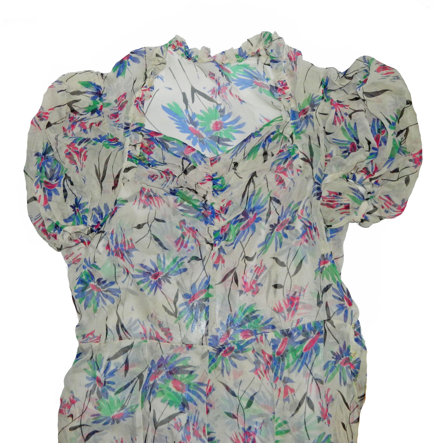 1930s silk chiffon floral dress