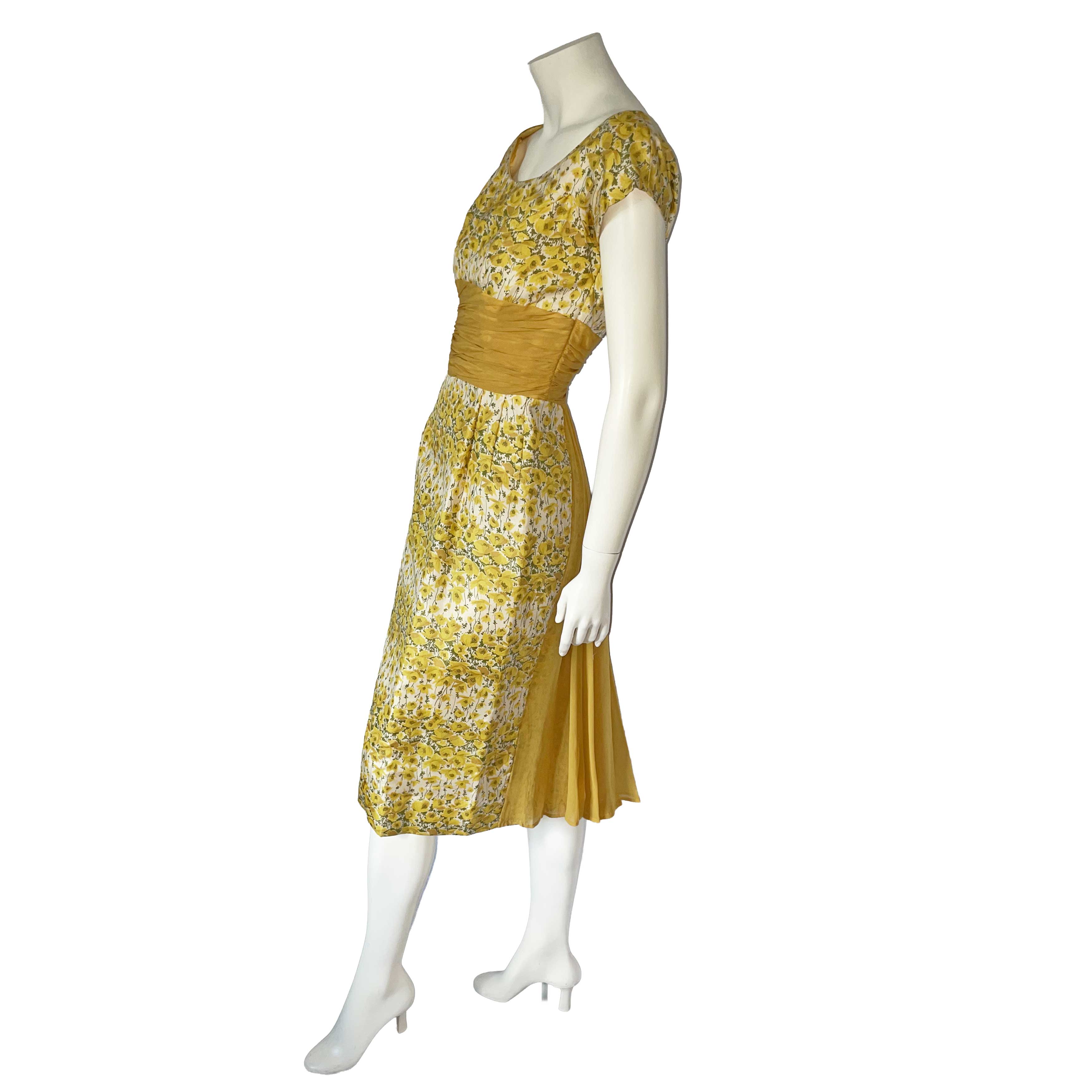 1950s yellow floral dress