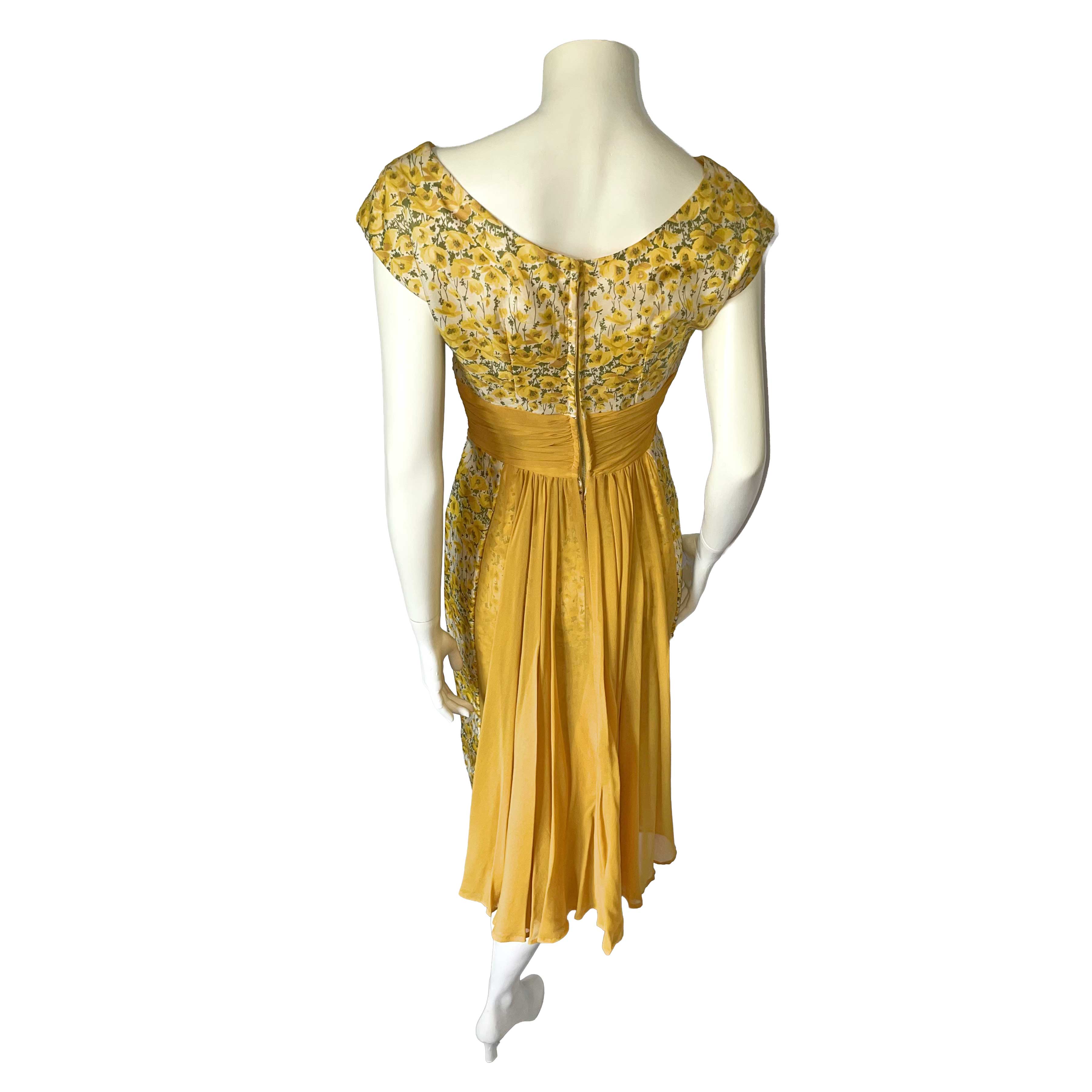 1950s yellow floral dress