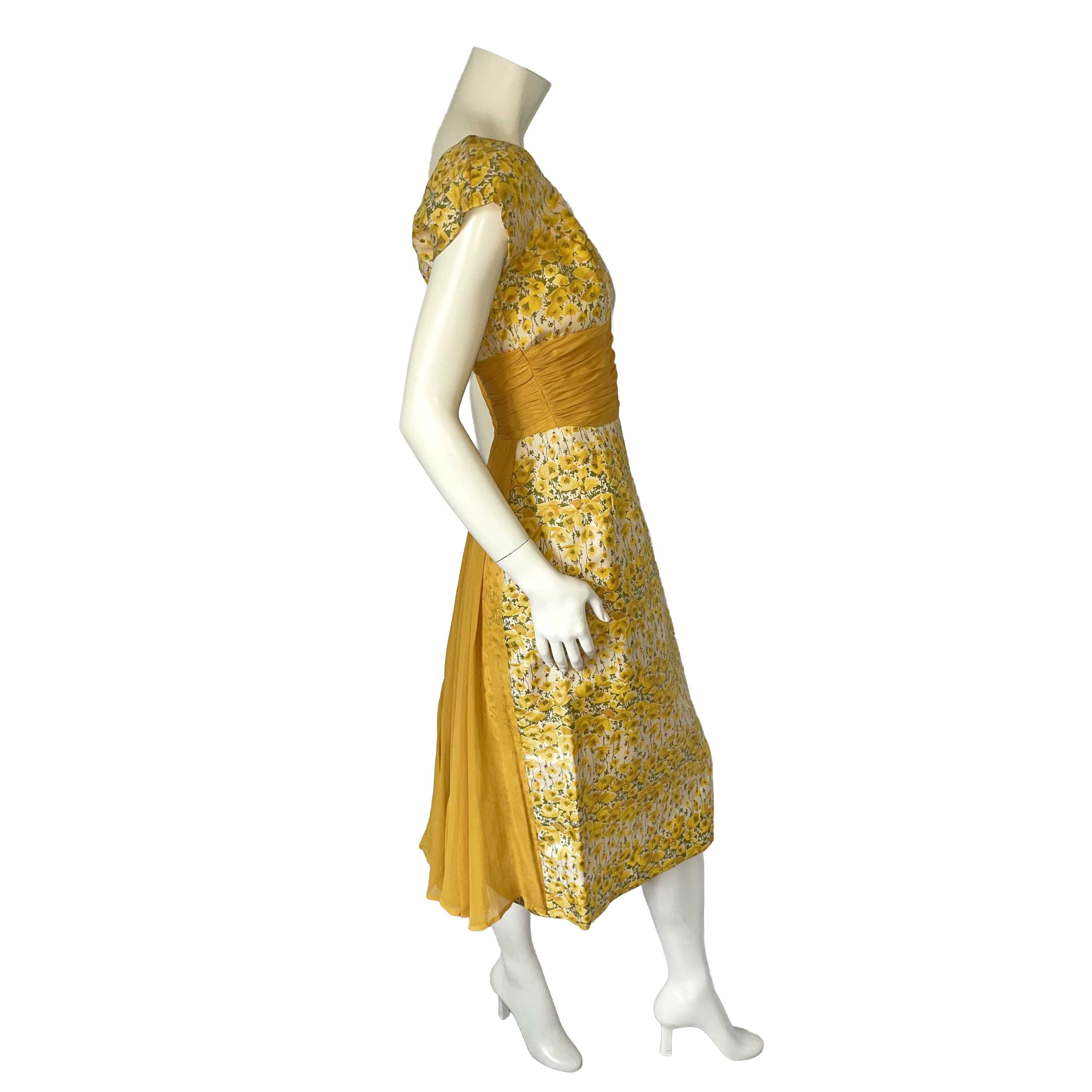 1950s yellow floral dress