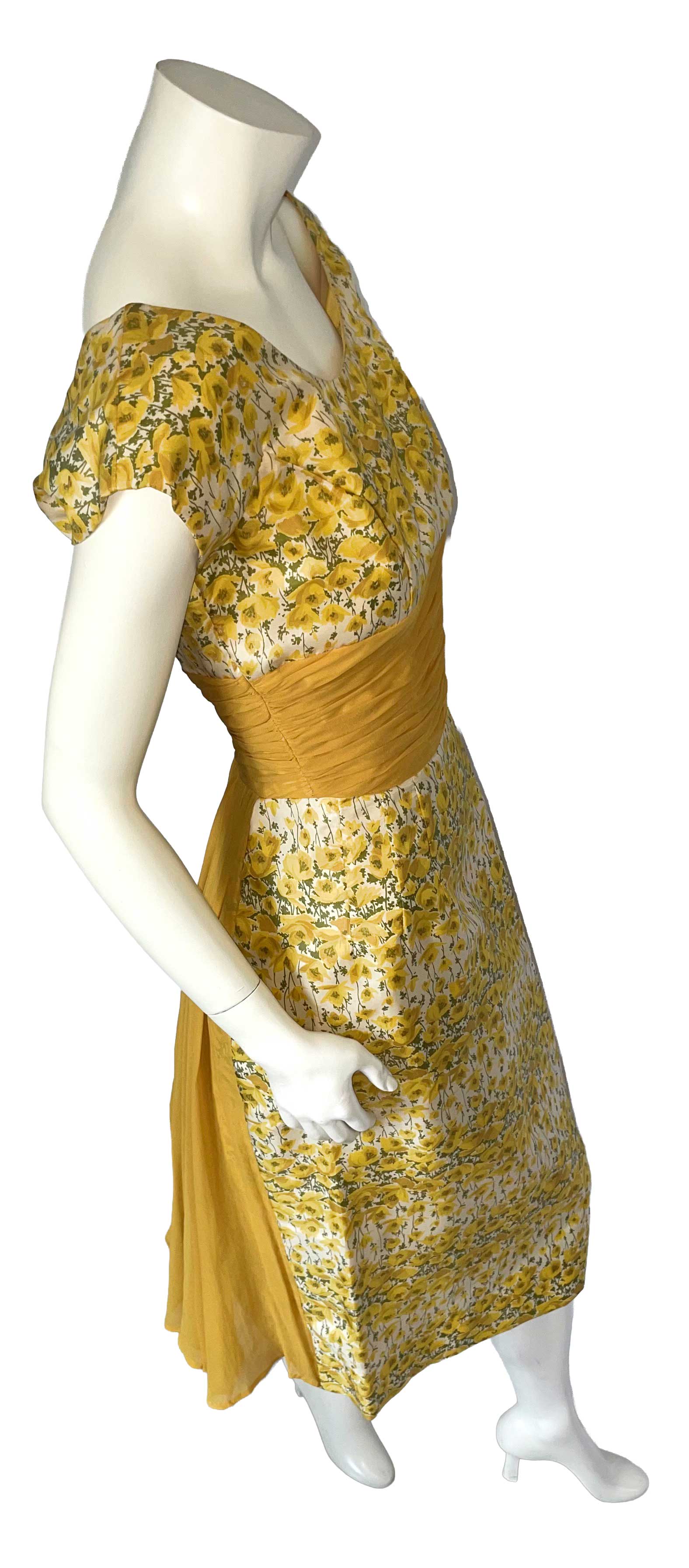 1950s yellow floral dress