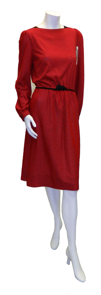 Vintage 1980's red and black jersey knit dress
