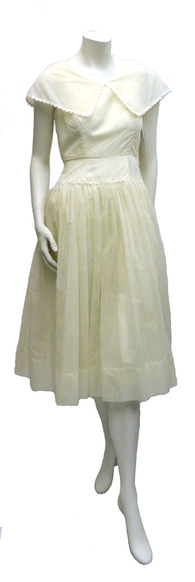 1950's blue silk shantung cocktail dress