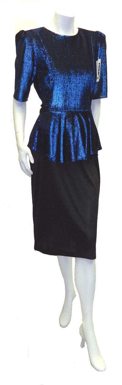1980's black and blue metalic dress