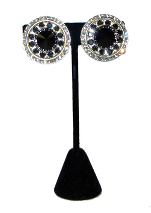 black and clear rhinestone clip earrings