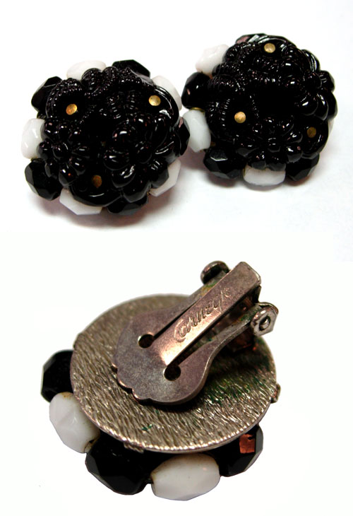 1950's black and white Hattie Carnegie earrings