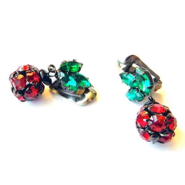 Austrian rhinestone cherry earrings