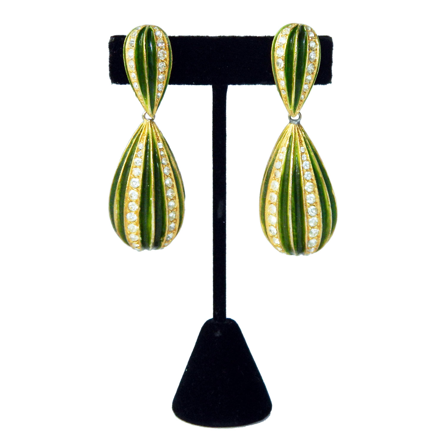 Green enameled earrings