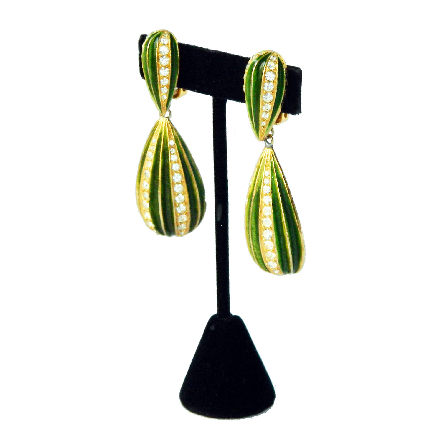 Green enameled earrings