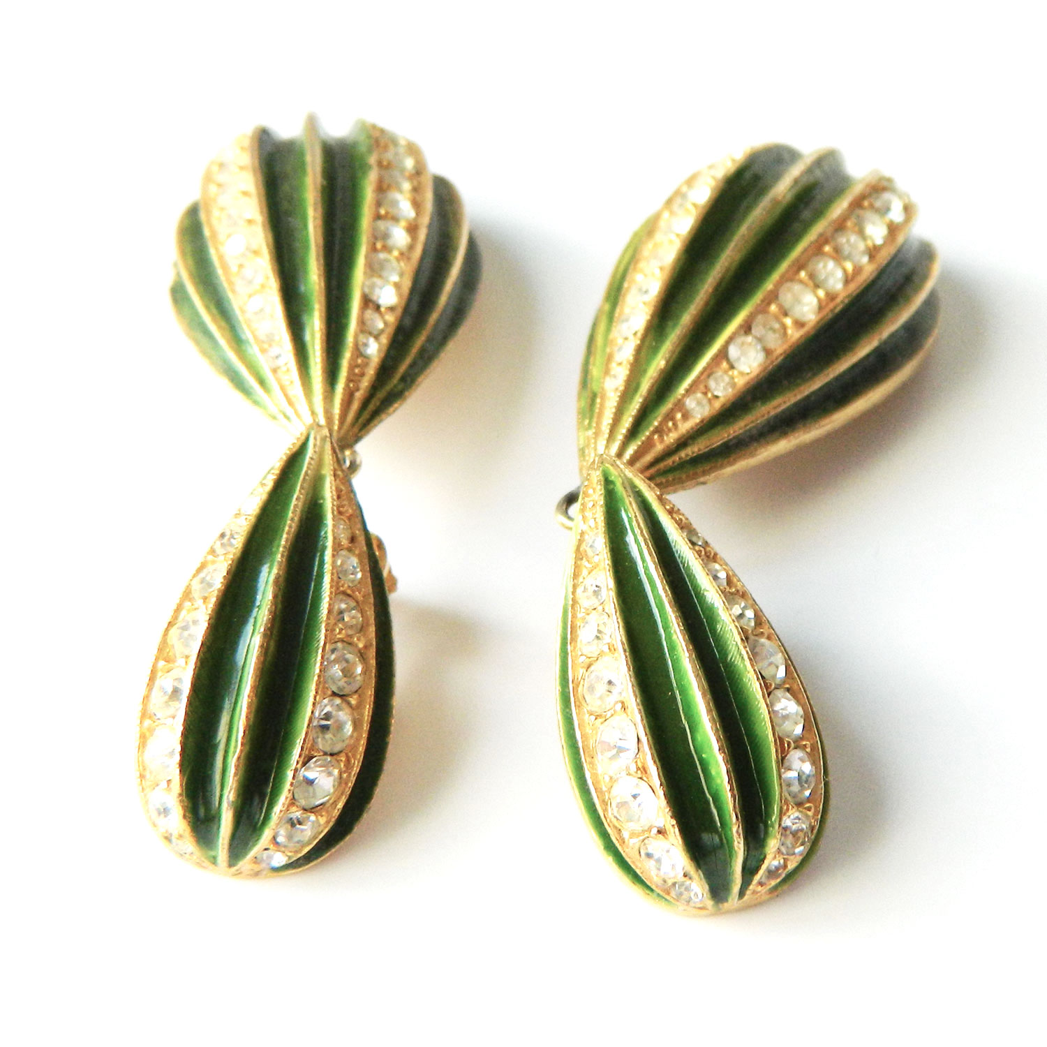 green rhinestone earrings