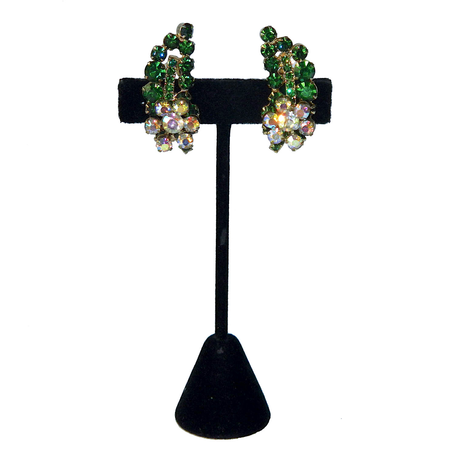 1950's green rhinestone earrings