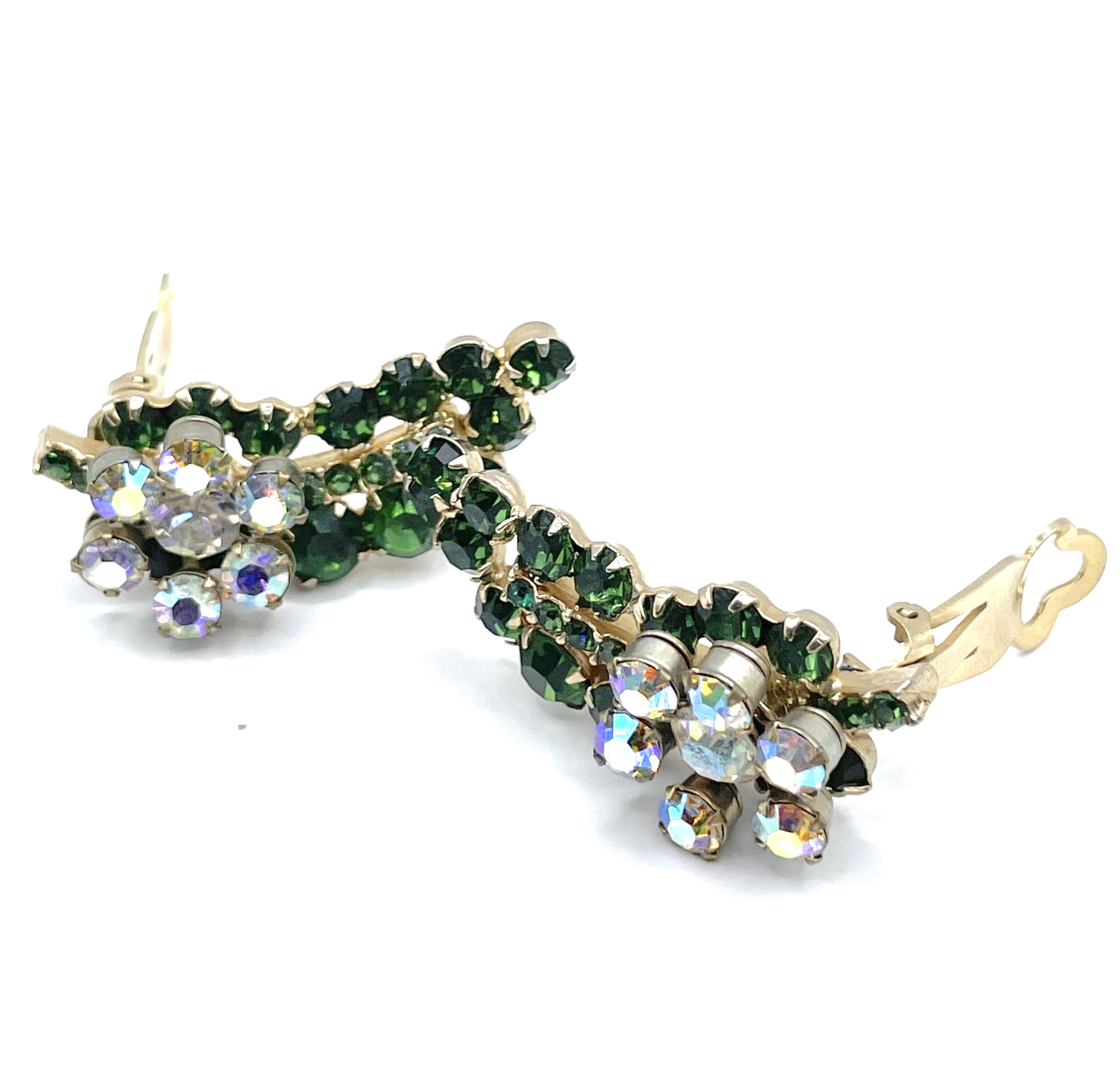 1950s green rhinestone earrings