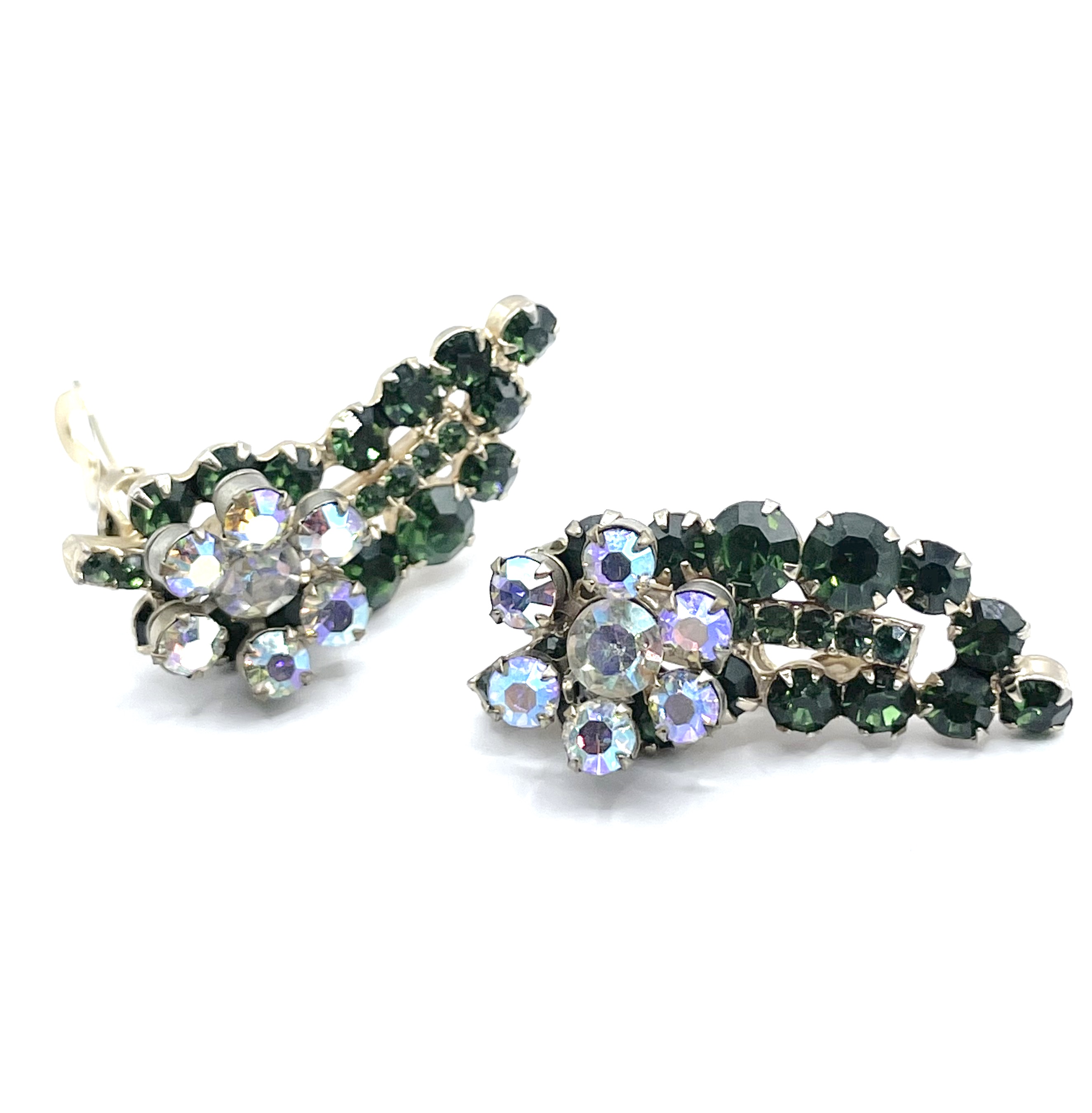 1950s green rhinestone earrings