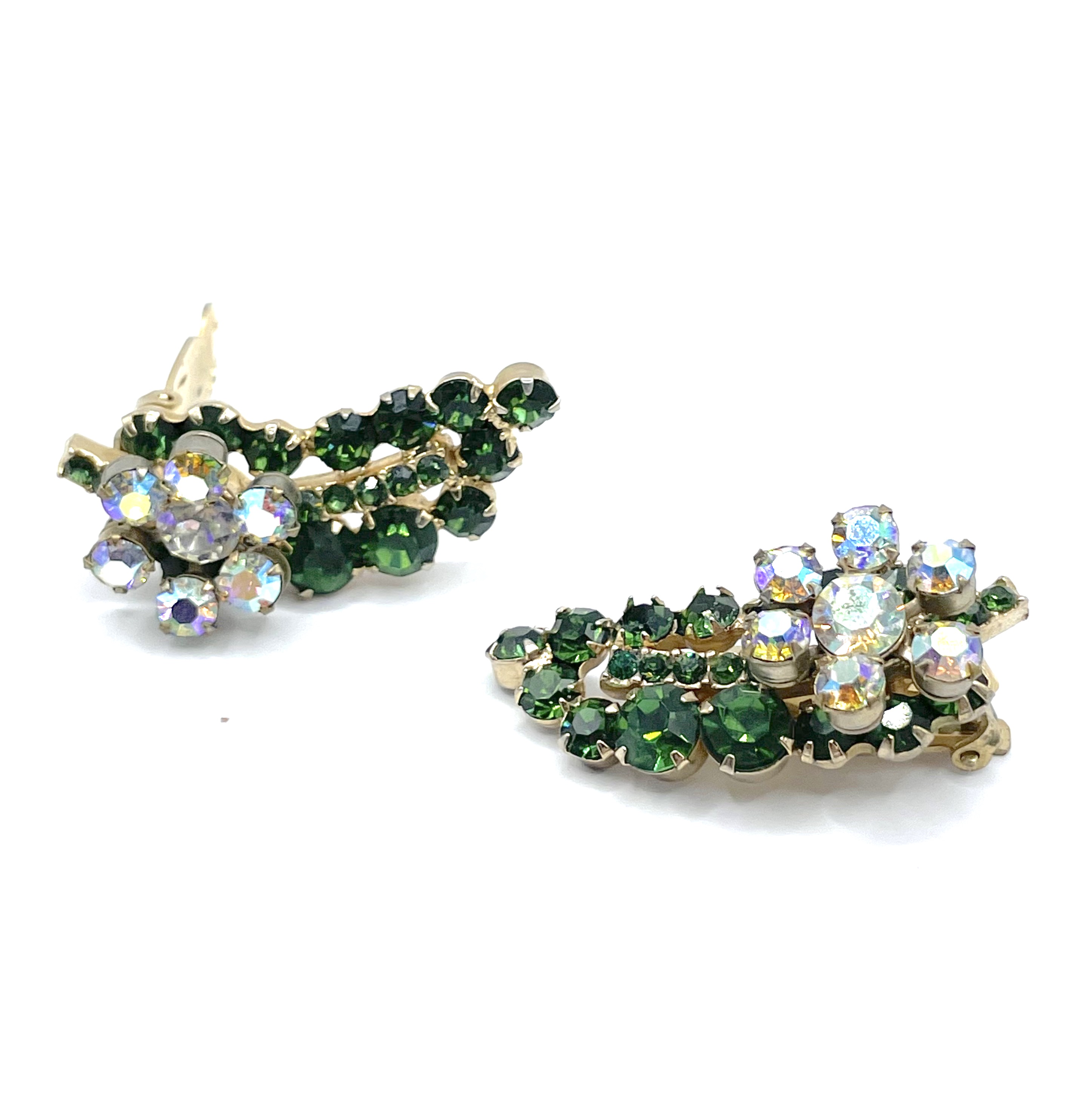 1950s green rhinestone earrings