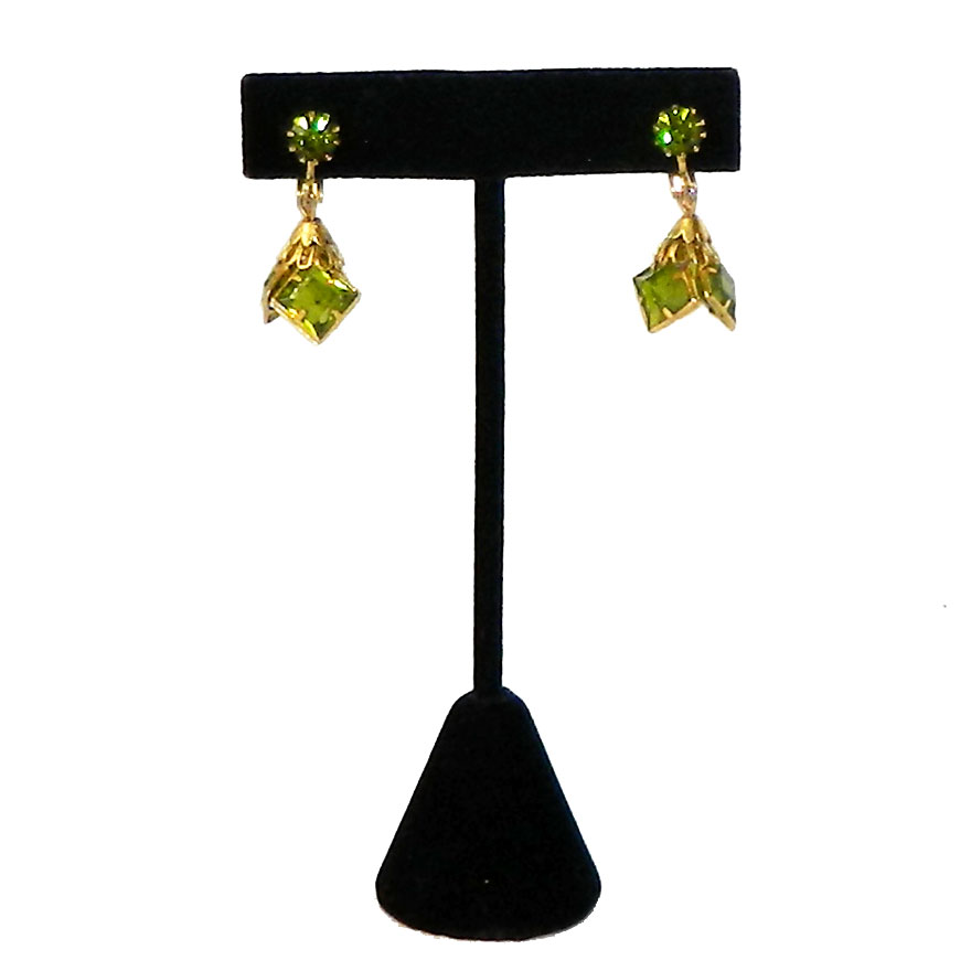 Green rhinestone drop earrings